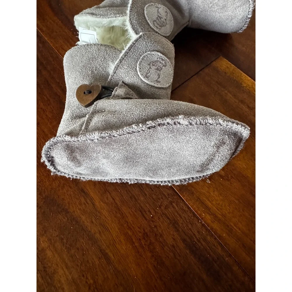 Lupilu Leather Suede Baby Boots Kids Size 18/19 Grey Excellent Wool Blend Lining